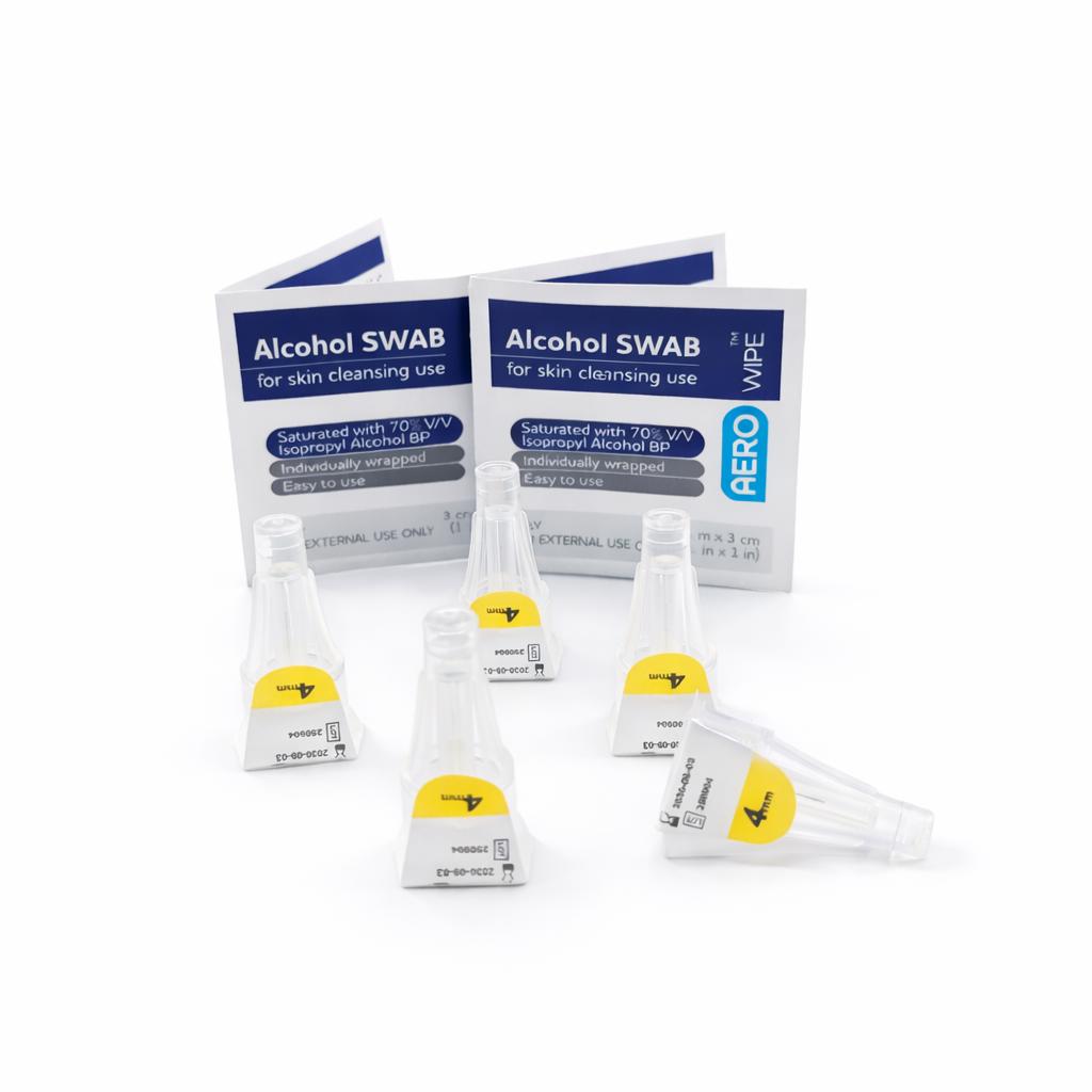 Extra Pack of 5 needles (4mm) with 4 swabs — compatible with Mounjaro