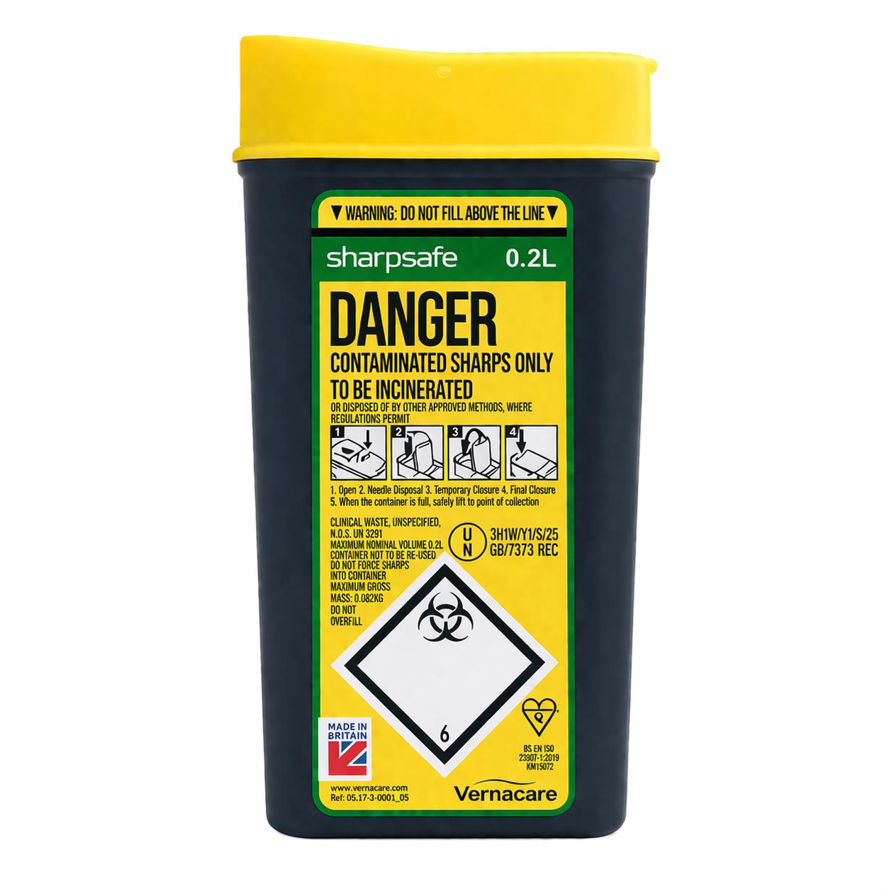  Sharpsafe Yellow Lid Sharps Bin