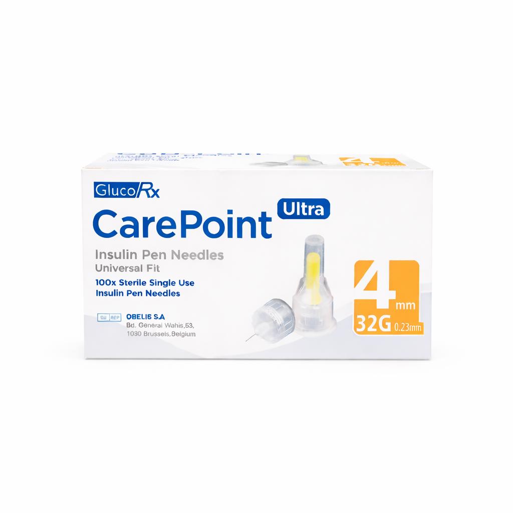  Pack of 100 - 4mm - CarePoint Ultra Pen Needles 32g 